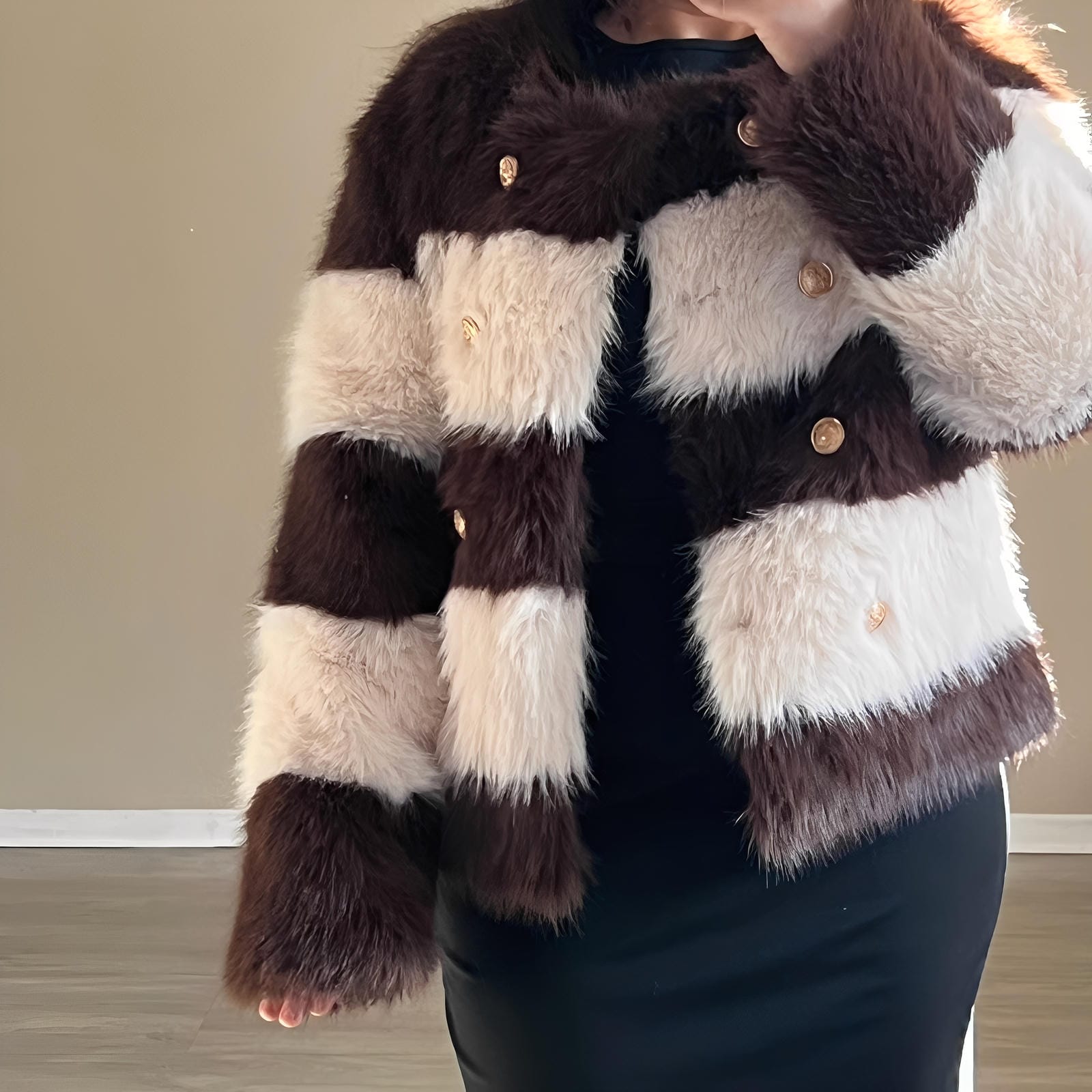 Veste MONTY – fausse fourrure rayée