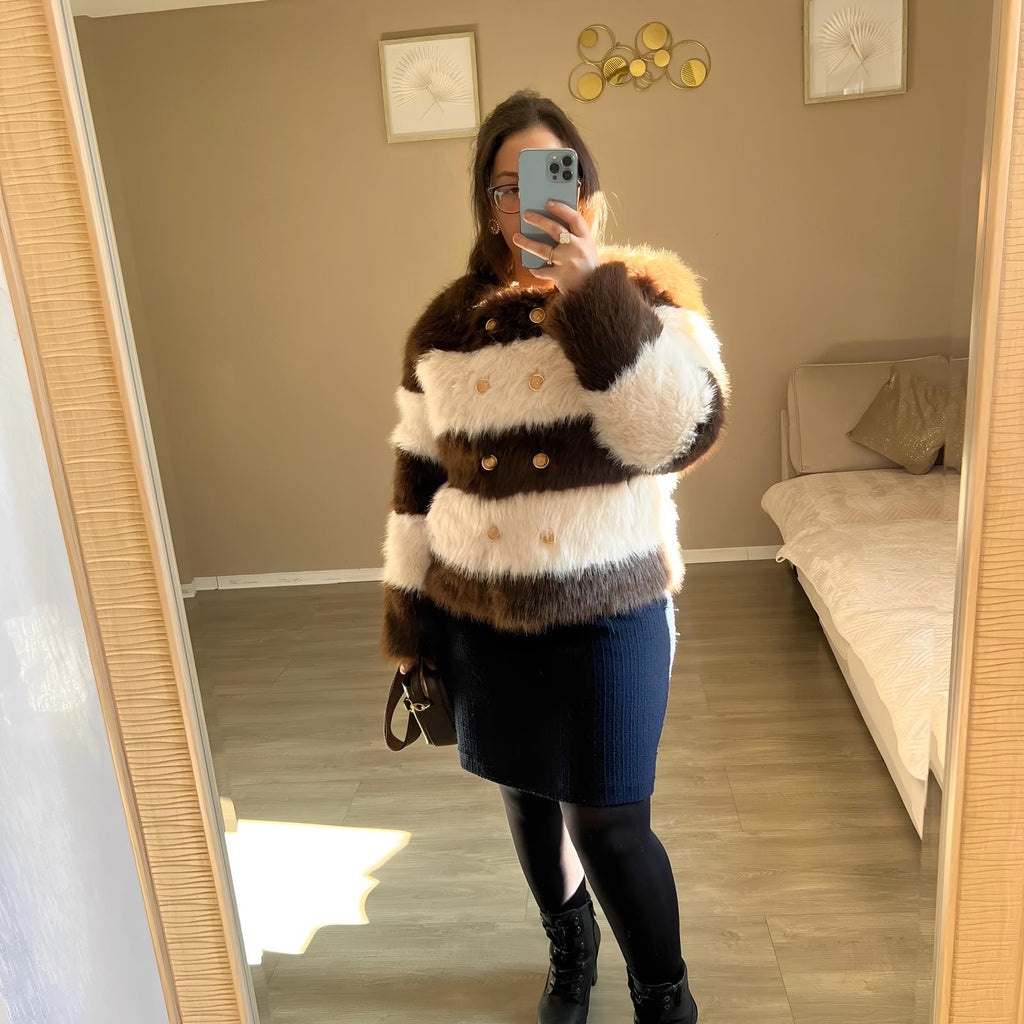 Veste MONTY – fausse fourrure rayée