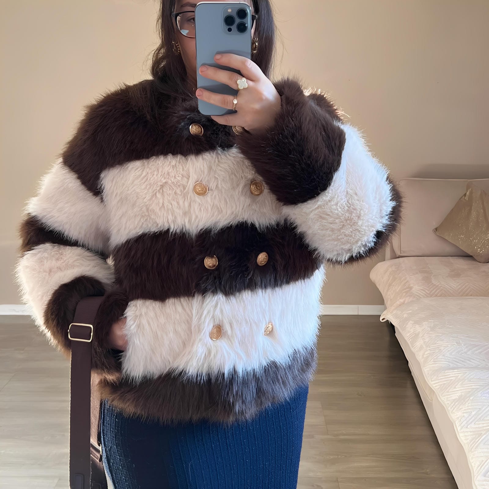 Veste MONTY – fausse fourrure rayée