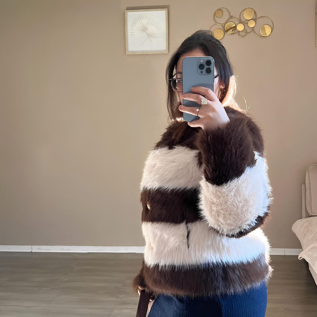 Veste MONTY – fausse fourrure rayée