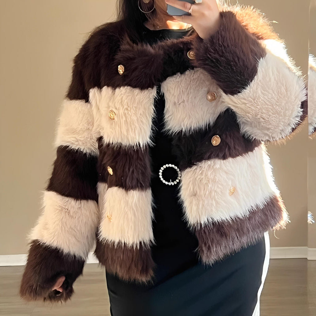 Veste MONTY – fausse fourrure rayée