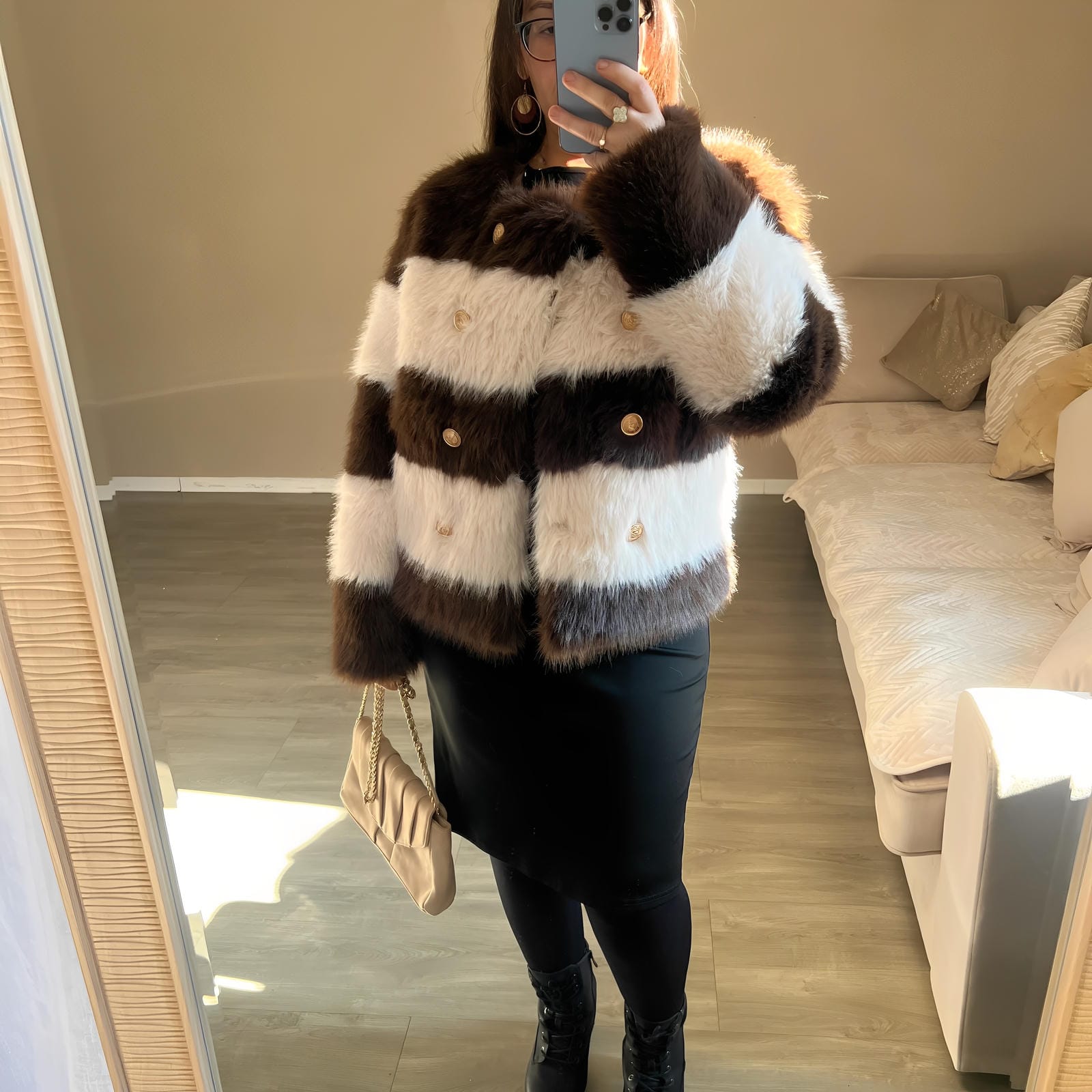 Veste MONTY – fausse fourrure rayée